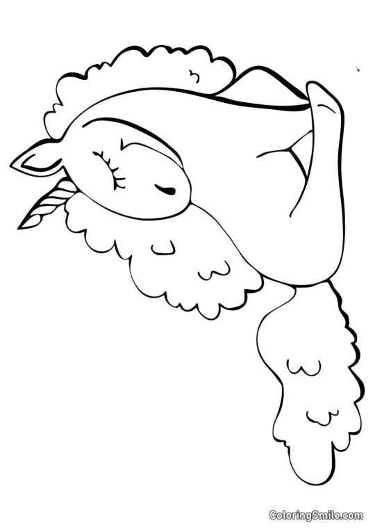 Siedzący jednorożec - Kolorowanka