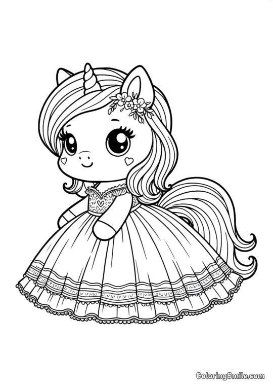 Jednorożec w sukience - Kolorowanka