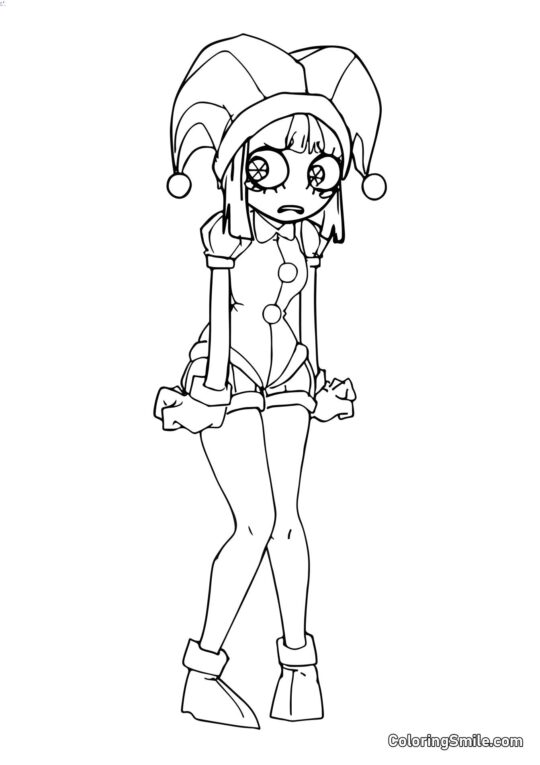 Pomni w stylu anime - Kolorowanka