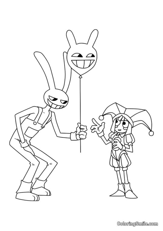 Jacks daje Pomni balon - Kolorowanka