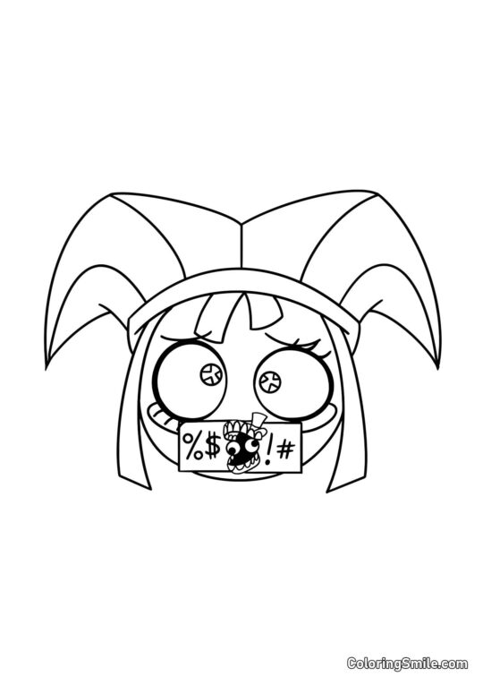 Pomni przeklina - Kolorowanka