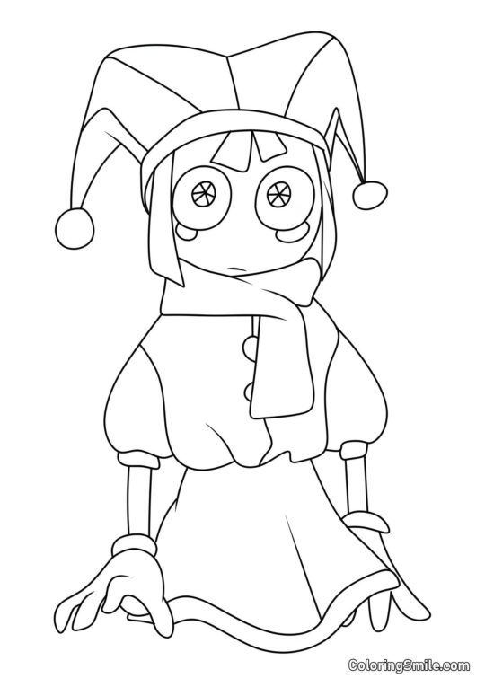 Pomni w sukience - Kolorowanka