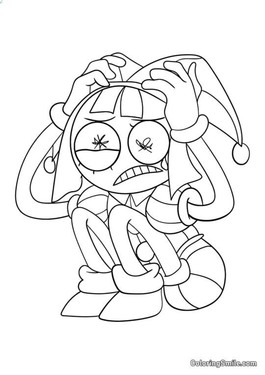 Pomni siedzi na kartach - Kolorowanka