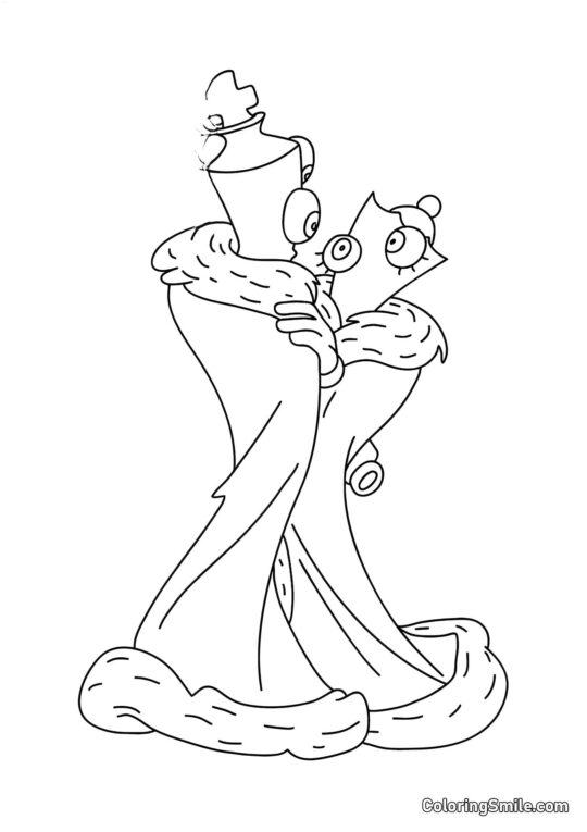 Koral i Quineer tańczą - Kolorowanka