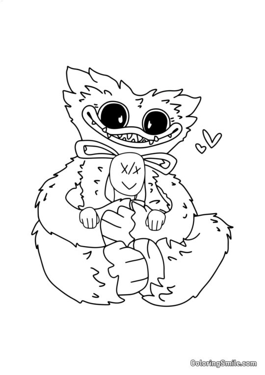 Bebek Huggy Wuggy z królikiem Bebek Huggy Wuggy z królikiem - Kolorowanka