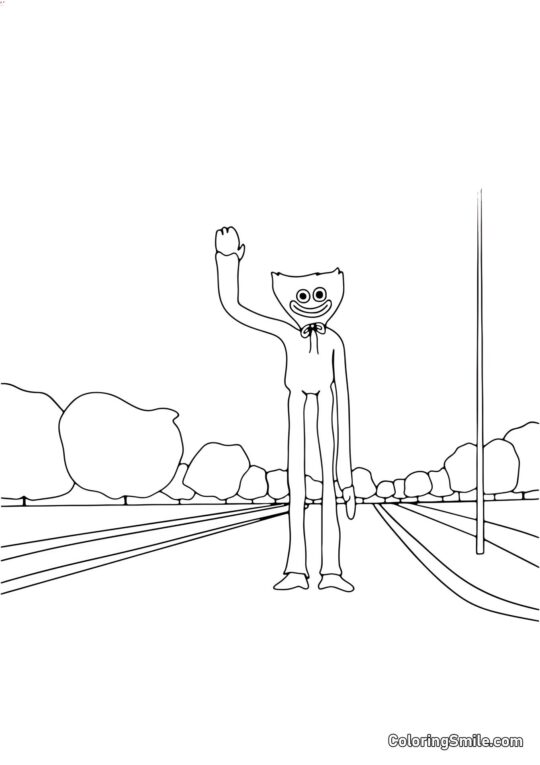 Huggy Wuggy na drodze Huggy Wuggy na drodze - Kolorowanka