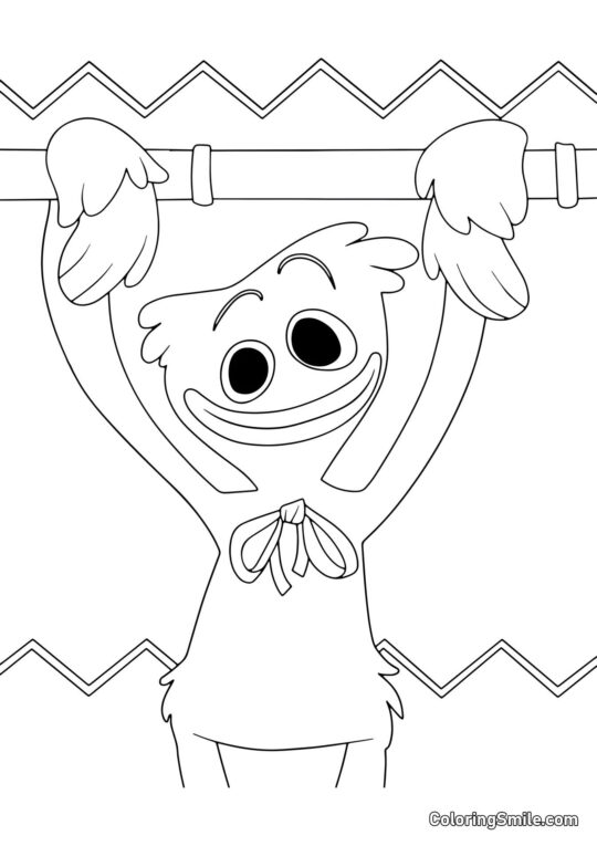 Huggy Wuggy wiszący na rurze Huggy Wuggy wiszący na rurze - Kolorowanka