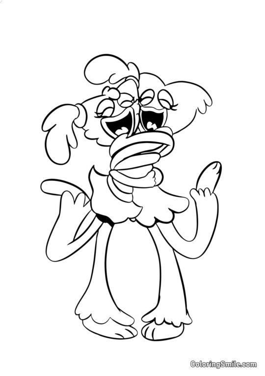 Huggy Wuggy i Kissy Missy przytulający się Huggy Wuggy i Kissy Missy przytulający się - Kolorowanka