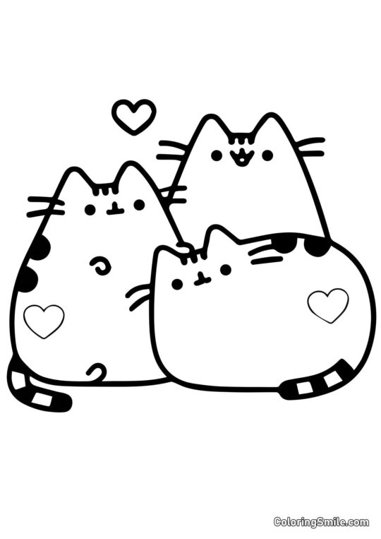 Pusheen kot zakochany - Kolorowanka