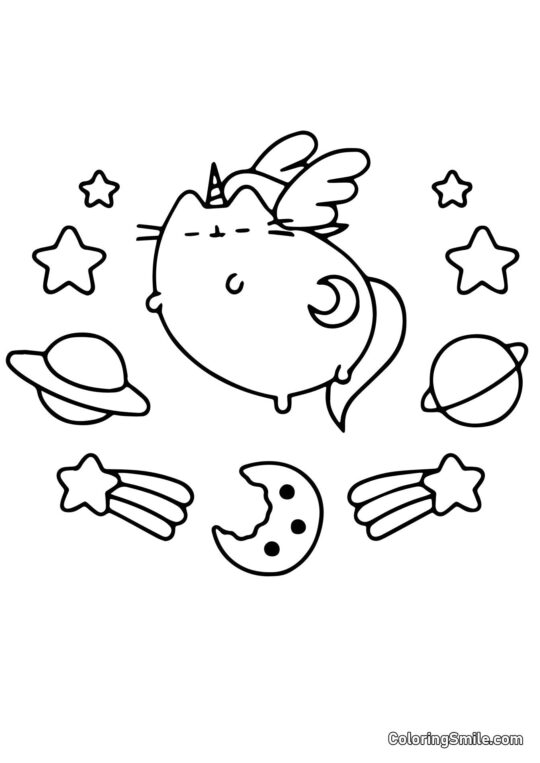 Jednorożec Pusheen kot - Kolorowanka