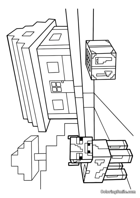 Krowa na Farmie Minecrafta - Kolorowanka
