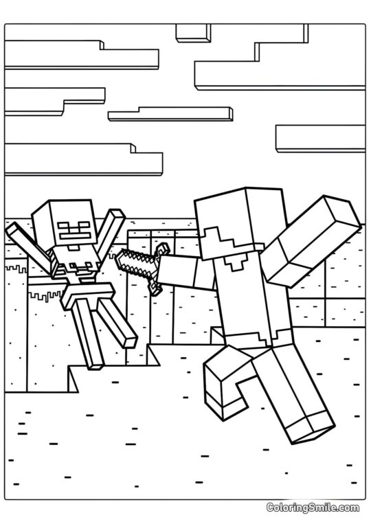 Steve Pokonuje Szkieleta - Kolorowanka