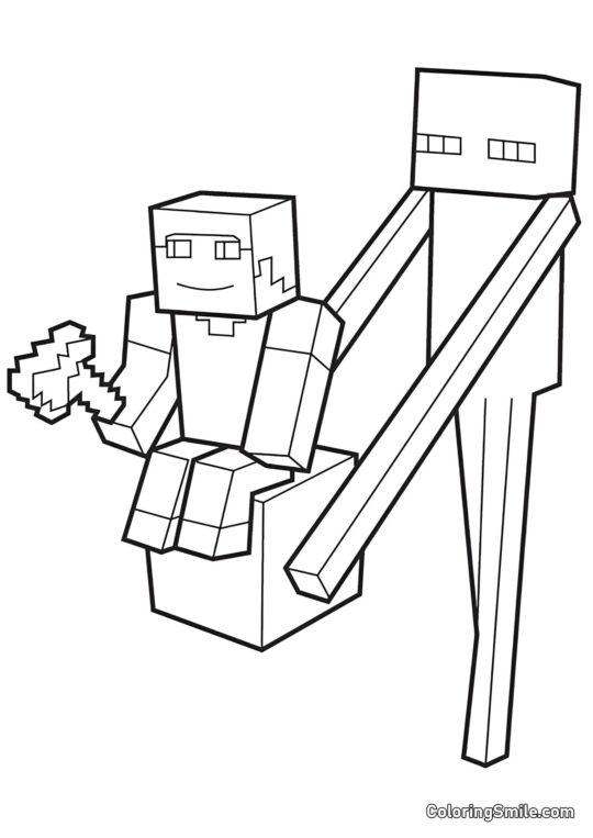 Enderman z Steve’em - Kolorowanka