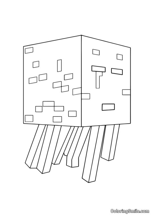 Wrogo nastawiony Ghast z Minecrafta - Kolorowanka
