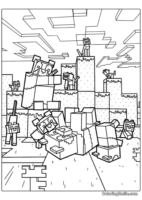 Pandy i Kocięta z Minecrafta - Kolorowanka