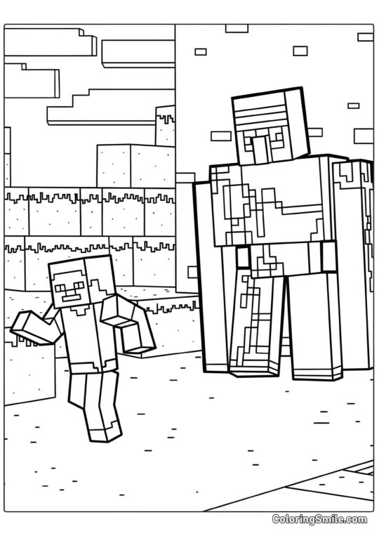 Iron Golem i Steve - Kolorowanka