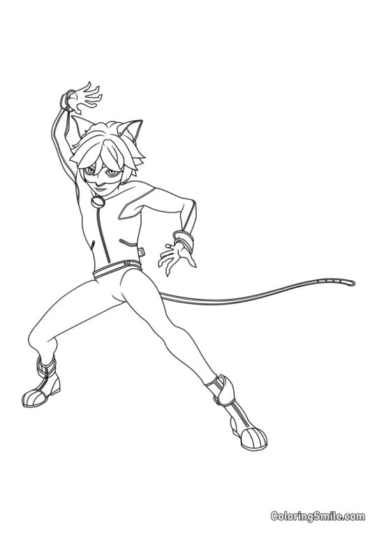 Cat Noir używający Kataklizmu Cat Noir używający Kataklizmu - Kolorowanka