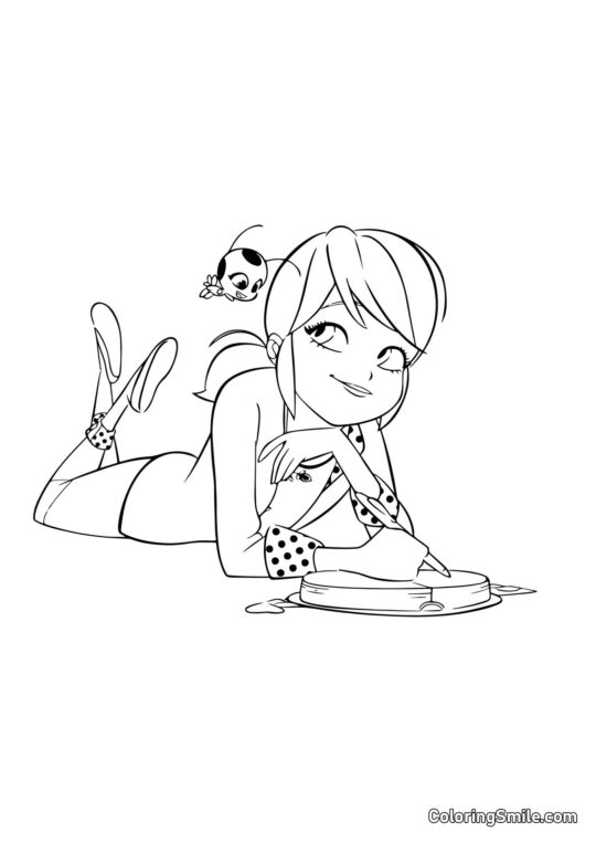 Biedronka pisząca w dzienniku Biedronka pisząca w dzienniku - Kolorowanka