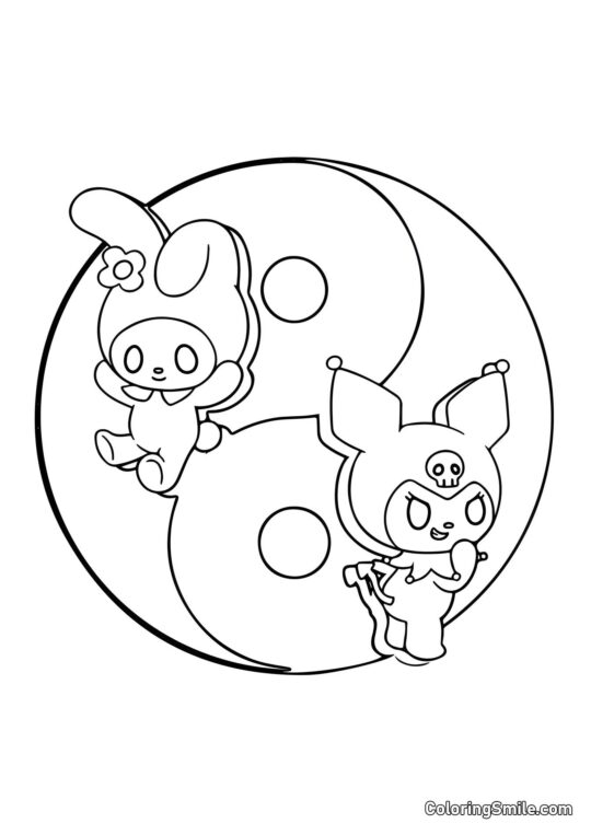 Yin-Yang Kuromi i Moja Melodia Yin-Yang Kuromi i Moja Melodia - Kolorowanka