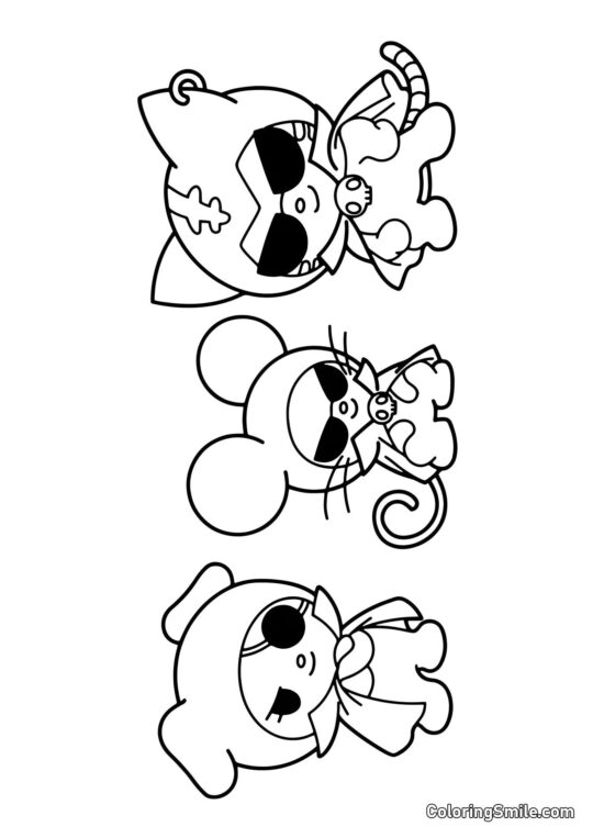 Wanmi, Chumi i Nyanni z Gangu Kuromi Wanmi, Chumi i Nyanni z Gangu Kuromi - Kolorowanka