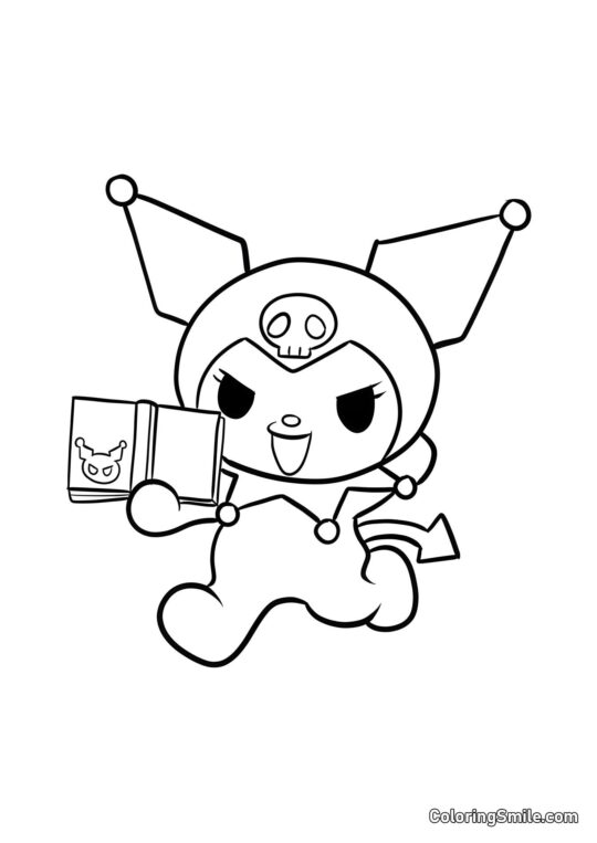 Kuromi Biegnąca z Książką Kuromi Biegnąca z Książką - Kolorowanka