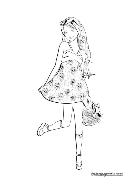 Barbie przygotowująca się na plażę Barbie przygotowująca się na plażę - Kolorowanka