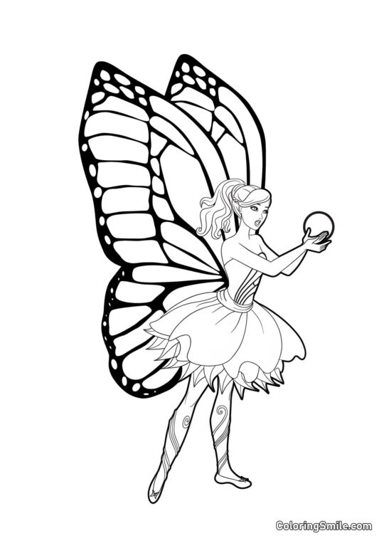 Barbie z wróżkowymi skrzydłami Barbie z wróżkowymi skrzydłami - Kolorowanka