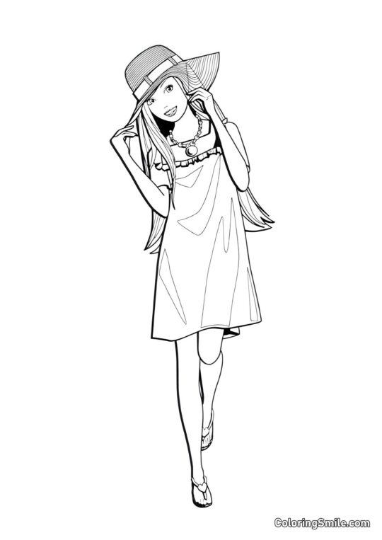 Barbie w nowym kapeluszu Barbie w nowym kapeluszu - Kolorowanka