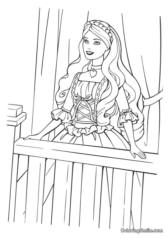 Barbie na balkonie czekająca na Kena Barbie na balkonie czekająca na Kena - Kolorowanka