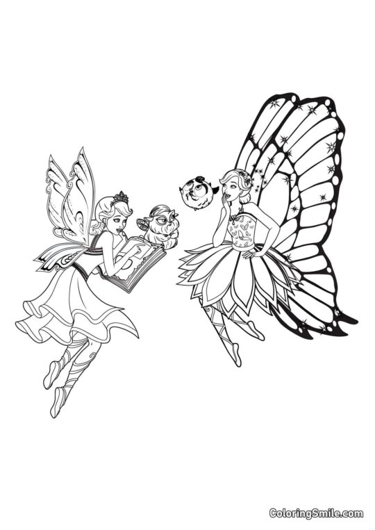 Wróżki Barbie z pupilami Wróżki Barbie z pupilami - Kolorowanka