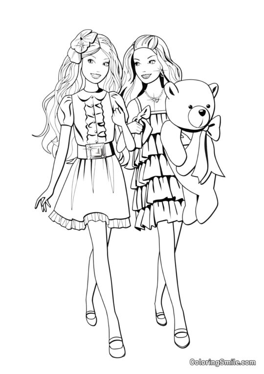 Barbie idąca na przyjęcie urodzinowe Barbie idąca na przyjęcie urodzinowe - Kolorowanka