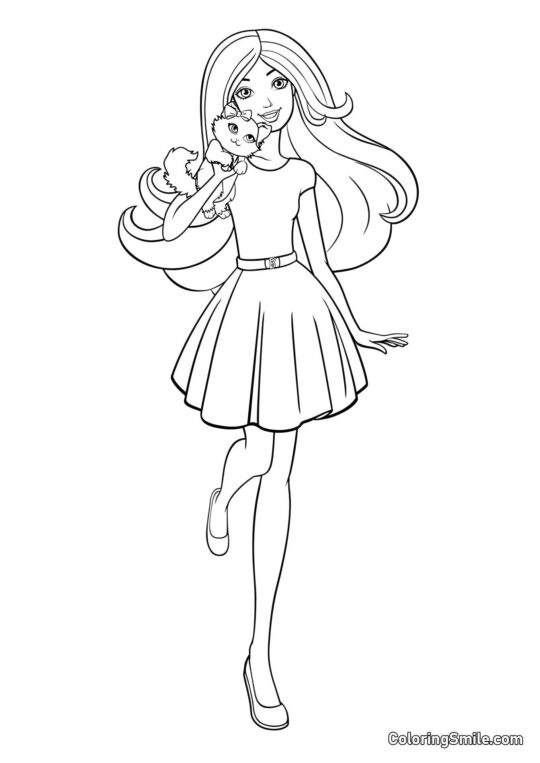 Barbie z pupilem Barbie z pupilem - Kolorowanka