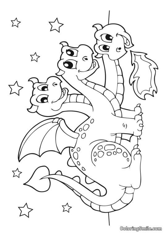 Smok z trzema głowami - Kolorowanka