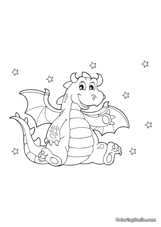 Smok machający łapą - Kolorowanka