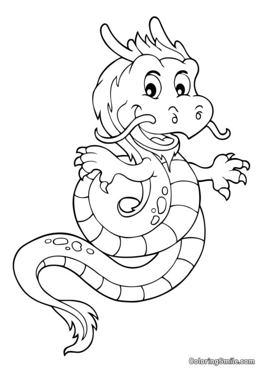 Smok w stylu chińskim - Kolorowanka