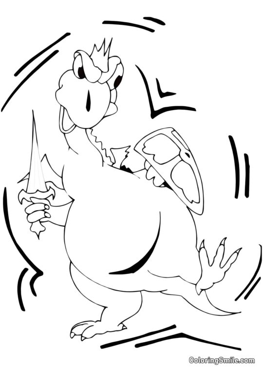 Zły smok z mieczem - Kolorowanka