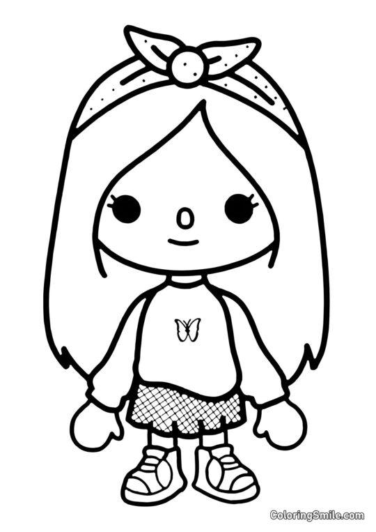 Toca Boca dziewczyna z motylem - Kolorowanka