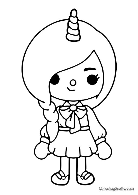 Toca Boca dziewczyna jednorożec - Kolorowanka