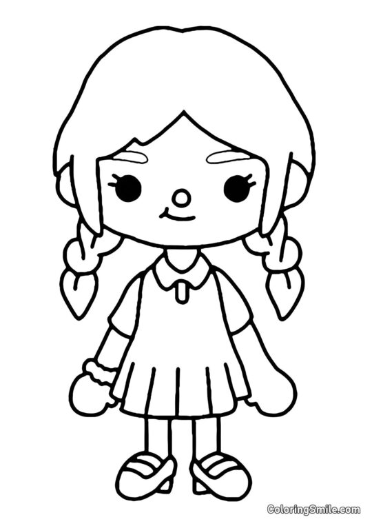 Toca Boca dziewczyna z warkoczami - Kolorowanka