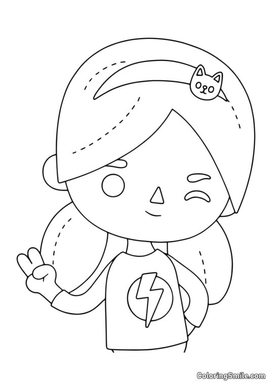 Toca Boca dziewczyna z błyskawicą - Kolorowanka