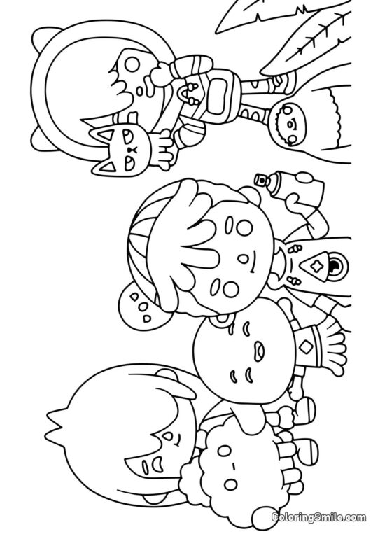 Toca Boca bohaterowie z kanapkami - Kolorowanka