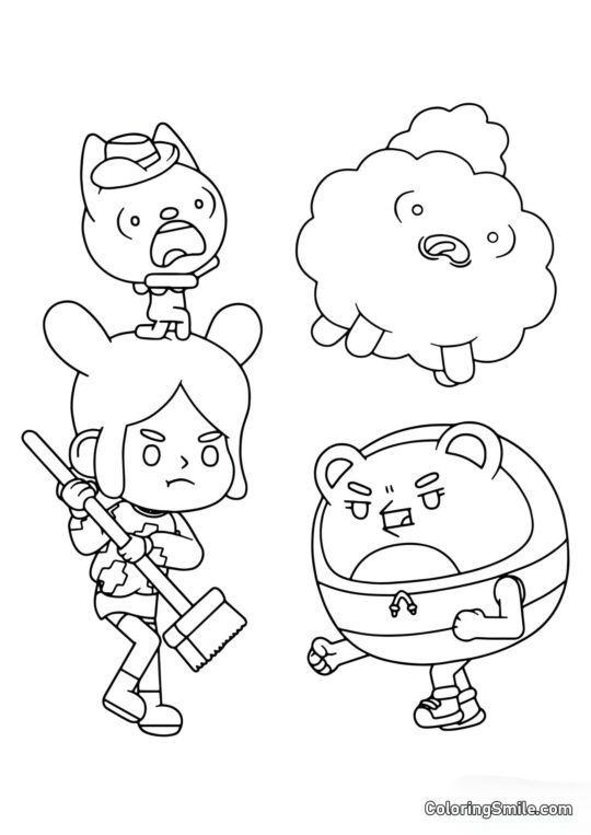 Toca Boca dziewczyna Rita przeciwko złemu robotowi - Kolorowanka