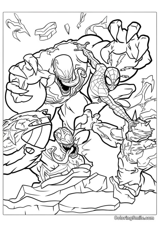 Spider-Man i Venom - Kolorowanka