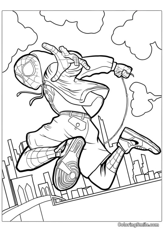 Spider-Man nad miastem - Kolorowanka