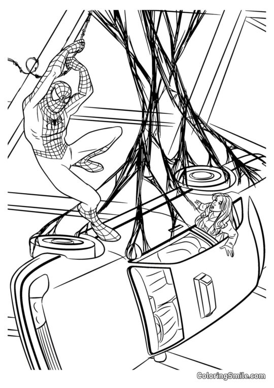 Spider-Man ratuje dziewczynę - Kolorowanka