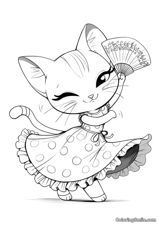 Uroczy Kot z Wentylatorem - Kolorowanka