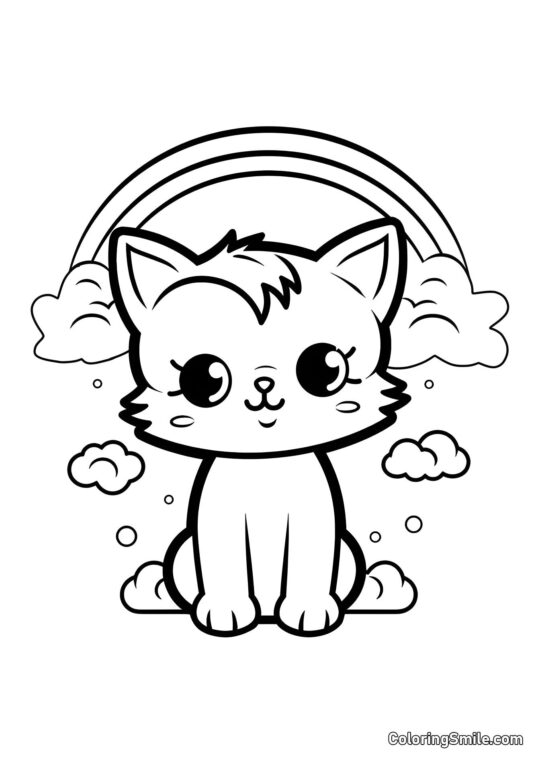 Kociak i Tęcza - Kolorowanka