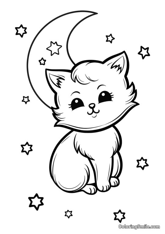 Kot i Księżyc - Kolorowanka