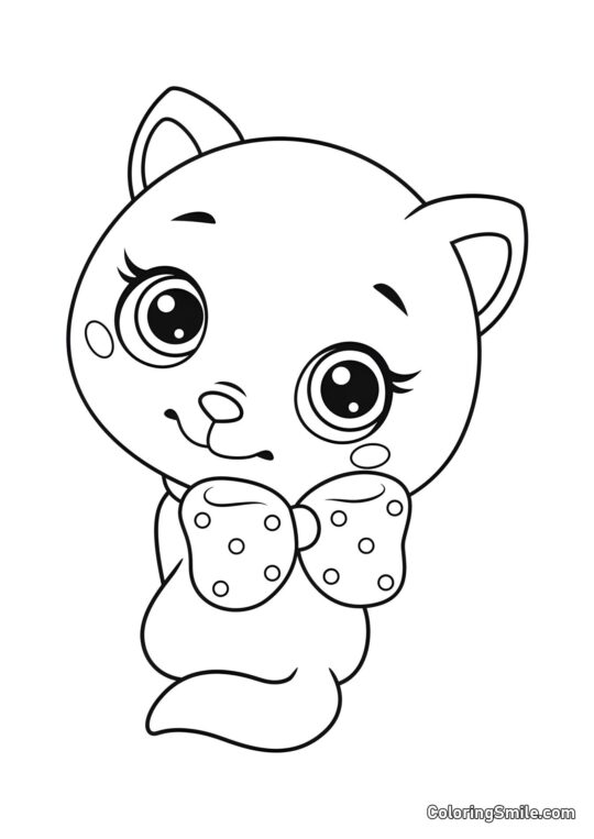 Kociak z Kokardą - Kolorowanka