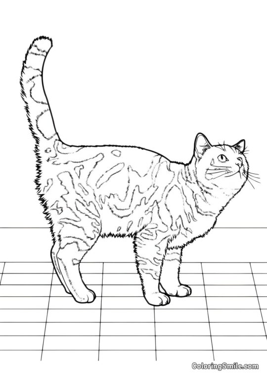 Kot w Kuchni Czekający na Obiad - Kolorowanka